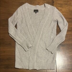 Cynthia Rowley Wool Mohair Women's Light Gray Sequins Open Front Cardigan